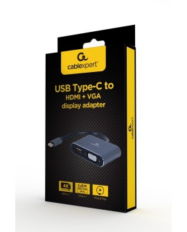 GEMBIRD ADAPTER USB TYPU C NA HDMI + VGA NA KABLU SZARY