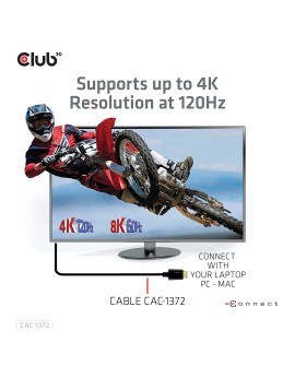 CLUB3D Ultra High Speed HDMI 4K120Hz, 8K60Hz Certified Cable 48Gbps M/M 2 m / 6.56 ft