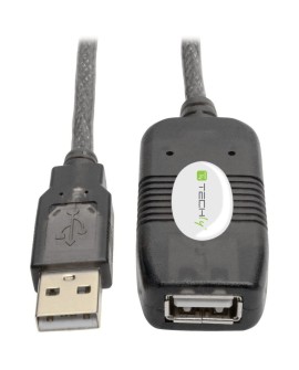 Techly IUSB-REP10TY kabel USB USB 2.0 10 m USB A Czarny