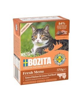 BOZITA Sterylised - Kurczak wołowina w galarecie- mokra karma dla kota - 370g