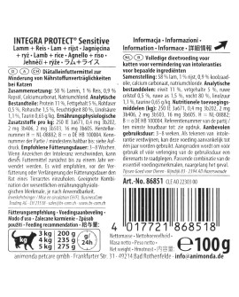 ANIMONDA Integra Protect Sensitive jagnięcina z ryżem - mokra karma dla kota - 100g
