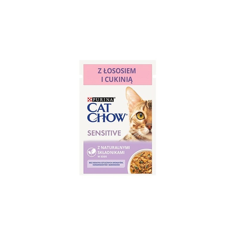 CAT CHOW SENSITIVE GiG Łosoś Cukinia w sosie 85g
