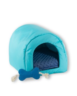 GO GIFT Jaskinia Budka dla kota i psa - niebieski - 40 x 33 x 29 cm