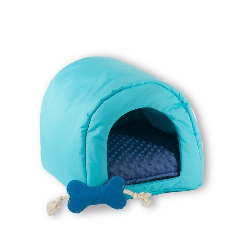 GO GIFT Jaskinia Budka dla kota i psa - niebieski - 40 x 33 x 29 cm