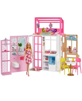 Barbie Kompaktowy domek + Lalka HCD48