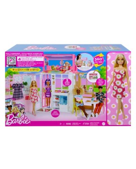 Barbie Kompaktowy domek + Lalka HCD48