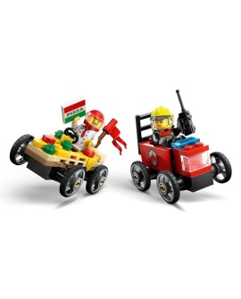 LEGO CITY 60458 Zestaw wyścigówek: pizza kontra wóz strażacki