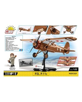 COBI 5742 Historical Collection WWII Samolot myśliwski PZL P.11c 320 klocków