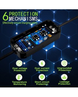 Qoltec 52467 Mobilna ładowarka do samochodu elektrycznego EV z regulacją 2w1 Typ2 | 11kW | 3 Fazy | CEE 5 PIN| LCD |Przenośna |