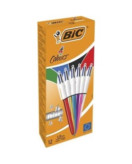 Długopis BIC 4 Colours Shine czarny, niebieski, zielony, czerwony przyciskany średni 12 szt.