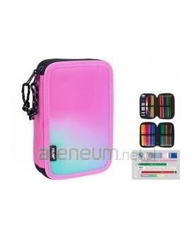 Piórnik 2-poziomowy z wyposażeniem SUNSET różowy 081264SN1P MILAN