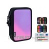 Piórnik 2-poziomowy z wyposażeniem SUNSET czarno - różowy 081264SNK1P MILAN