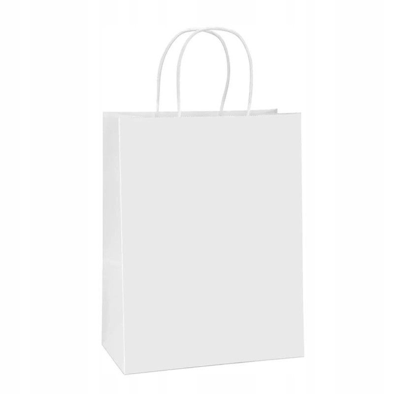 BSTech Torba Papierowa, prezentowa, biała rączka. 260x170x310. Zestaw 25 szt. 120 gsm.