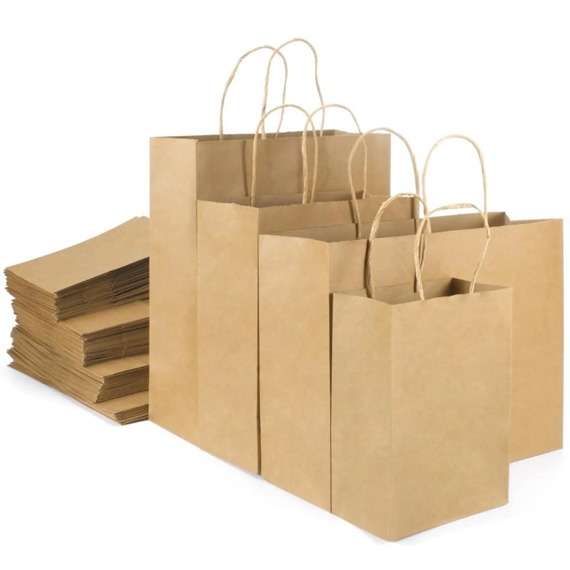 BSTech Torba Papierowa, prezentowa, brązowa rączka. 260x170x310. Zestaw 25 szt. 120 gsm.