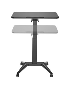 Mobilne biurko stolik na laptop Maclean, czarne, pneumatyczna regulacja wysokości, 80x52cm, 8kg max, 109cm wys, MC-453B