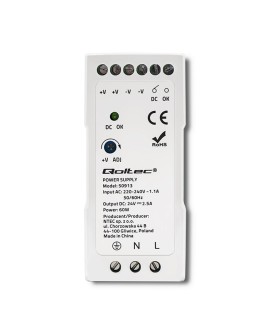 Zasilacz na szynę DIN Qoltec 50913 60W 24V 2.5A Biały Slim