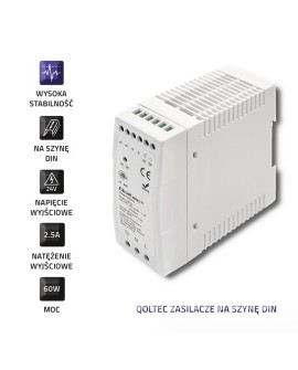 Zasilacz na szynę DIN Qoltec 50913 60W 24V 2.5A Biały Slim