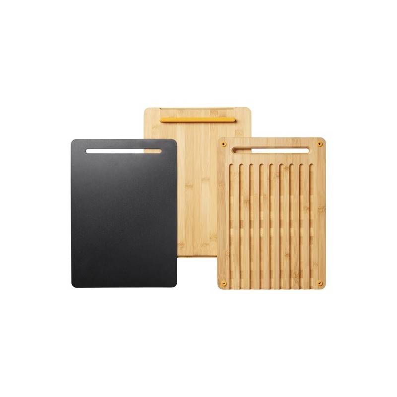 Fiskars 1057550 deska do krojenia Prostokątny Bambusowy, Plastik Bambusowy, Czarny