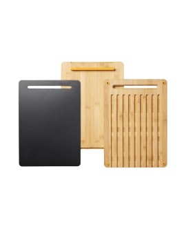Fiskars 1057550 deska do krojenia Prostokątny Bambusowy, Plastik Bambusowy, Czarny