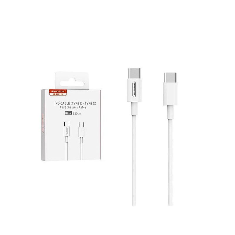 SOMOSTEL KABEL USB TYP-C DO TYP-C 5A 18W BIAŁY 5000MAH POWER DELIVERY 1.2M SMSBT10