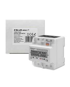 QOLTEC LICZNIK ZUŻYCIA ENERGII TRÓJFAZOWY NA SZYNĘ DIN | 230V | LCD | 4P