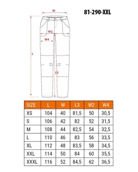 NEO tools 81-290-XXL spodnie ochronne Czarny