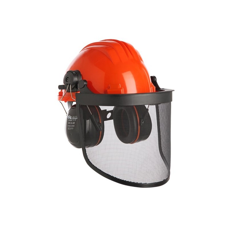 Kask ochronny z siatką i nausznikami Climax 437