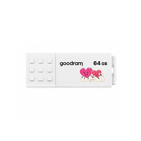 Goodram USB flash disk, USB 2.0, 64GB, UME2, Walentynki, biały, UME2-0640W0R11-V, USB A, z osłoną Walentynki