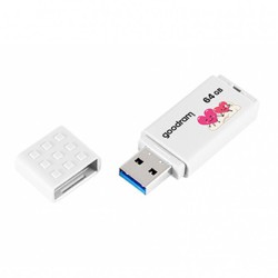 Goodram USB flash disk, USB 2.0, 64GB, UME2, Walentynki, biały, UME2-0640W0R11-V, USB A, z osłoną Walentynki