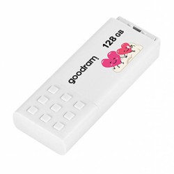 Goodram USB flash disk, USB 2.0, 128GB, UME2, Walentynki, biały, UME2-1280W0R11-V, USB A, z osłoną Walentynki