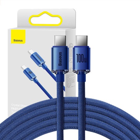 Kabel USB-C do USB-C Baseus Crystal Shine, 100W, 2m (niebieski)