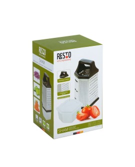 Resto Kitchenware 95413 ręczna tarka / spiralizer Tarka z pojemnikiem Czarny, Stal nierdzewna