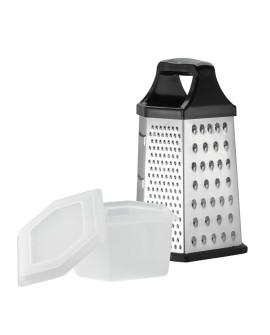 Resto Kitchenware 95413 ręczna tarka / spiralizer Tarka z pojemnikiem Czarny, Stal nierdzewna