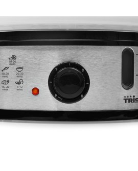 Tristar VS-3914 szybkowar parowy 3 kosz. Blat 1200 W Czarny, Stal nierdzewna, Półprzezroczysty