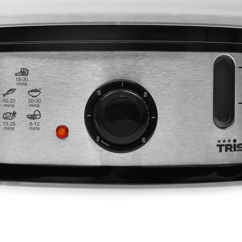 Tristar VS-3914 szybkowar parowy 3 kosz. Blat 1200 W Czarny, Stal nierdzewna, Półprzezroczysty