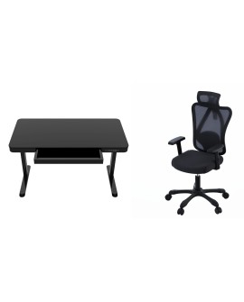 Zestaw Biurko TUCKANO czarne + Fotel ergonomiczny GEMBIRD czarny