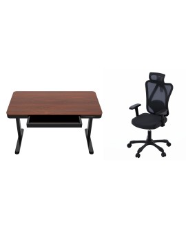 Zestaw Biurko TUCKANO czarny/orzech + Fotel ergonomiczny GEMBIRD czarny