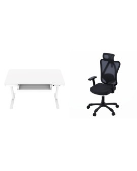 Zestaw Biurko TUCKANO białe + Fotel ergonomiczny GEMBIRD czarny