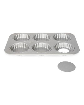 PATISSE SILVER-TOP Forma na 6 okrągłych mini tart/quiche z wyjmowanym dnem