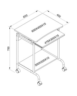 TECHLY BIURKO KOMPUTEROWE MAŁE 600X450 NA KÓŁKACH
