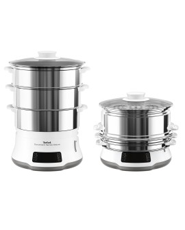 Tefal Convenient Series Deluxe VC502D szybkowar parowy 3 kosz. Blat 900 W Stal nierdzewna, Biały