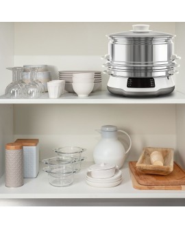 Tefal Convenient Series Deluxe VC502D szybkowar parowy 3 kosz. Blat 900 W Stal nierdzewna, Biały