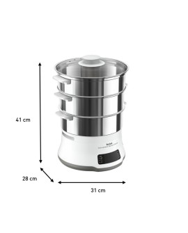 Tefal Convenient Series Deluxe VC502D szybkowar parowy 3 kosz. Blat 900 W Stal nierdzewna, Biały
