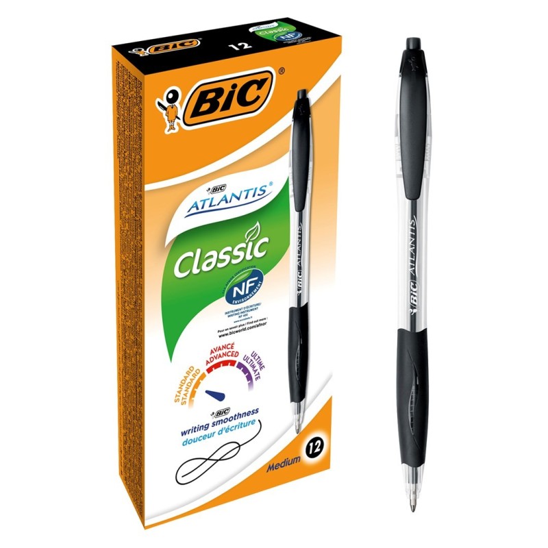 BIC Atlantis Stick Czarny 12 szt.