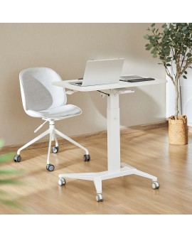 Mobilne biurko stolik na laptop Maclean, białe, pneumatyczna regulacja wysokości, 80x52cm, 8kg max, 109cm wys, MC-453W