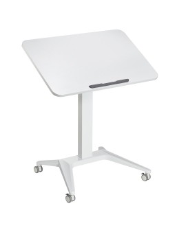 Mobilne biurko stolik na laptop Maclean, białe, pneumatyczna regulacja wysokości, 80x52cm, 8kg max, 109cm wys, MC-453W