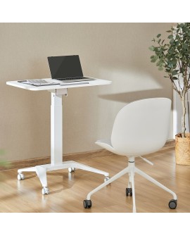 Mobilne biurko stolik na laptop Maclean, białe, pneumatyczna regulacja wysokości, 80x52cm, 8kg max, 109cm wys, MC-453W