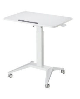Mobilne biurko stolik na laptop Maclean, białe, pneumatyczna regulacja wysokości, 80x52cm, 8kg max, 109cm wys, MC-453W