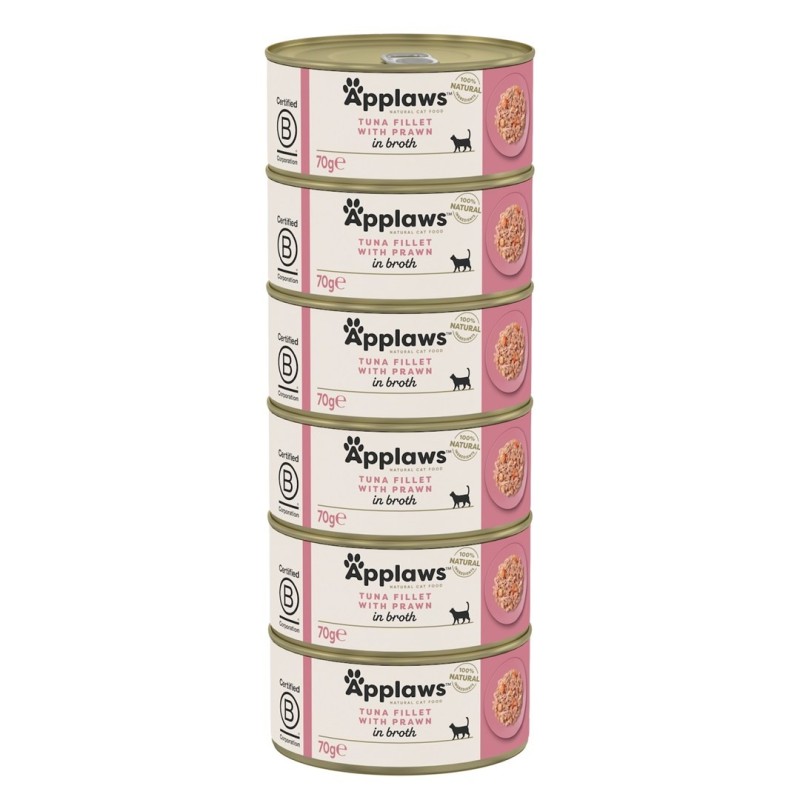 Applaws Cat Tin Tuna Fillet with Prawn 6x70g