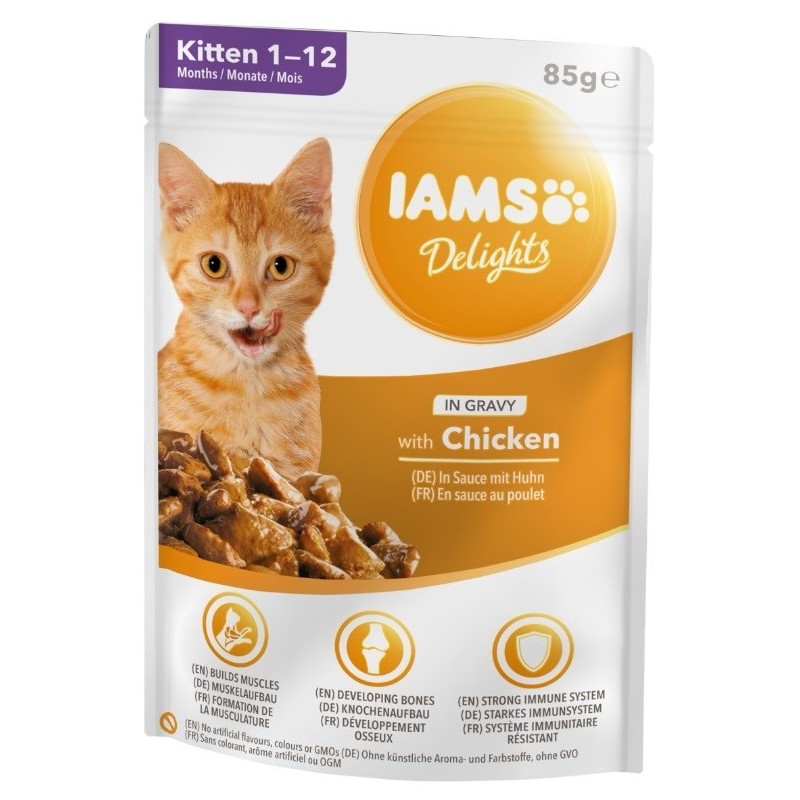 IAMS Delights bogata kurczaka w sosie 85g kocięta